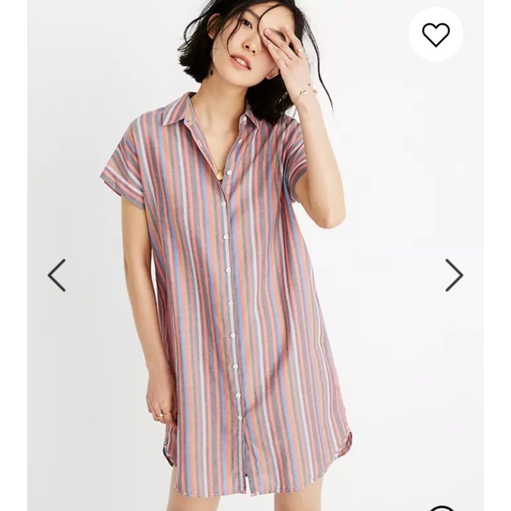 Madewell Central Shirtdress in Rainbow Stripe
